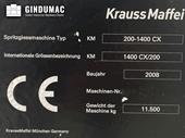 Nameplate of Krauss Maffei KM 200-1400CM  machine