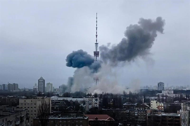 Damaged communications infrastructure in Ukraine